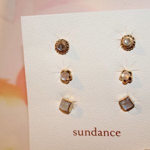 Gold & Moonstone Stud Earrings - Triple Set